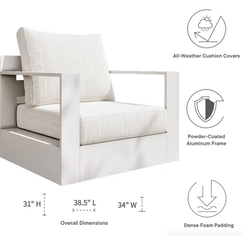 Ridgecrest Aluminum Outdoor Lounge Chair with Cushions