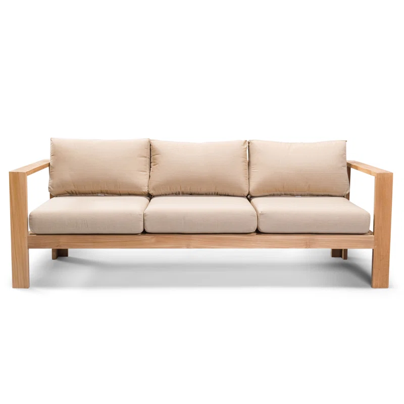 Sonoma 4 Piece Teak Outdoor Seating Group with Sunbrella® Cushions Canvas Heather Beige Sunbrella® Canvas