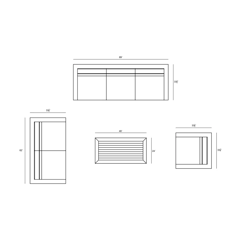 Sonoma 4 Piece Teak Outdoor Seating Group with Sunbrella® Cushions Canvas Heather Beige Sunbrella® Canvas