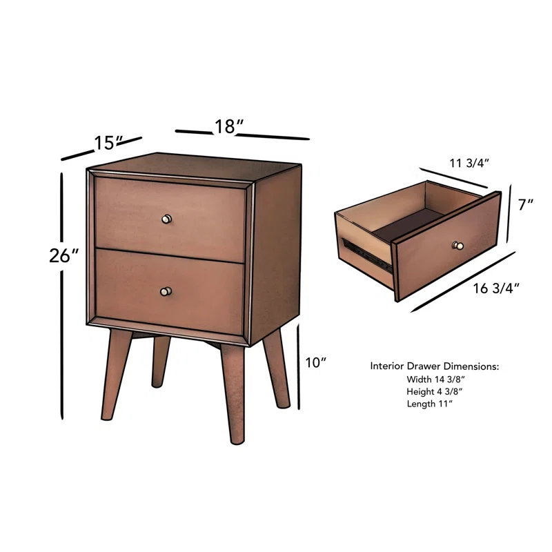 Williams 2-Drawer Nightstand Chestnut