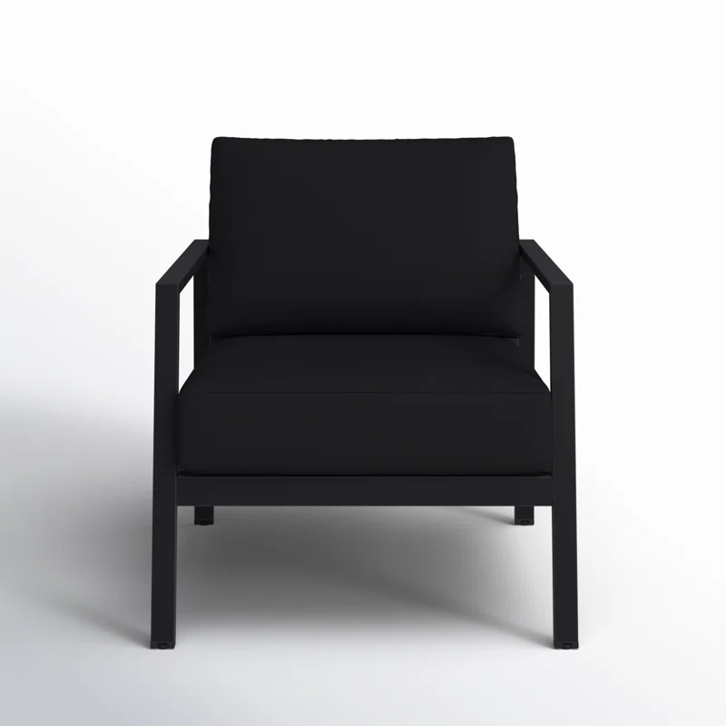 Armando Outdoor Aluminum Chair with Sunbrella Cushions Black Sunbrella®,Black