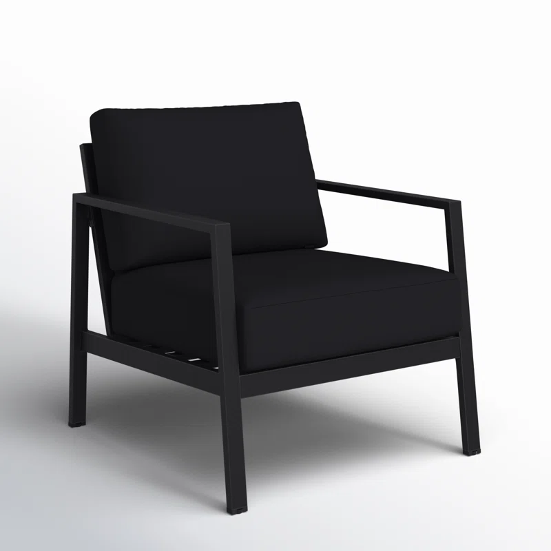 Armando Outdoor Aluminum Chair with Sunbrella Cushions Black Sunbrella®,Black
