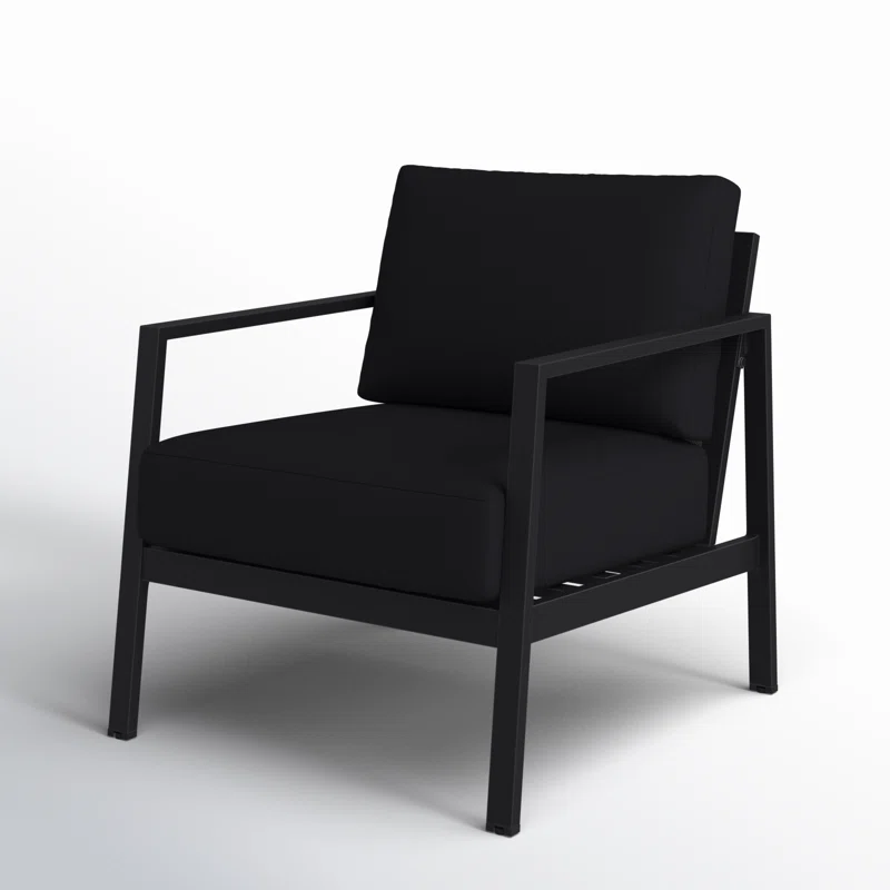 Armando Outdoor Aluminum Chair with Sunbrella Cushions Black Sunbrella®,Black