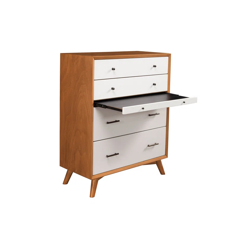 Williams 4 Drawer 38'' W Solid Wood Chest Chestnut/White