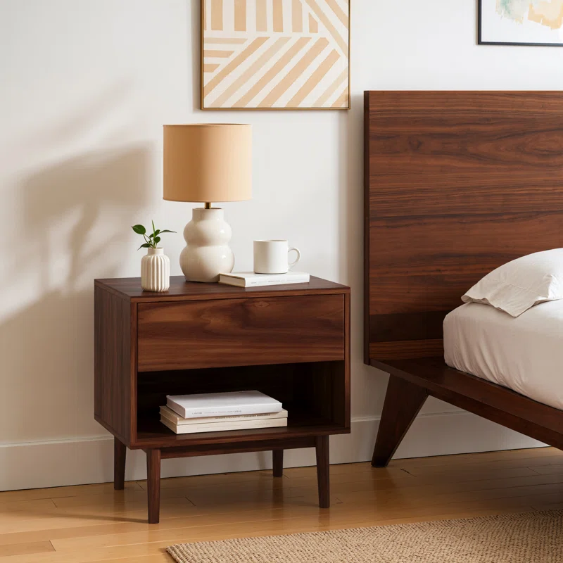 Indra 1 - Drawer Nightstand Walnut