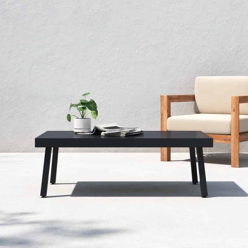 Armando 47'' Aluminum Outdoor Coffee Table Black