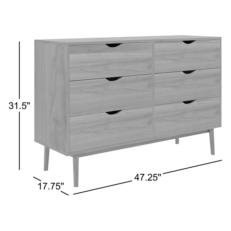Indra 6 - Drawer Dresser Walnut