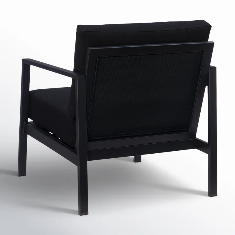 Armando Outdoor Aluminum Chair with Sunbrella Cushions Black Sunbrella®,Black