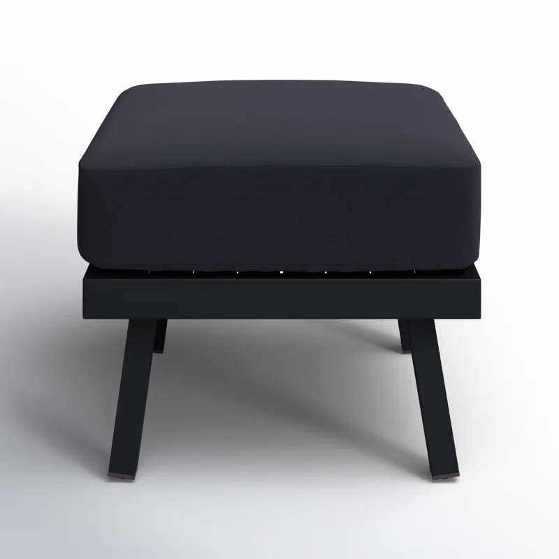 Armando Upholstered Outdoor Ottoman with Sunbrella® Cushion Black Sunbrella®,Black