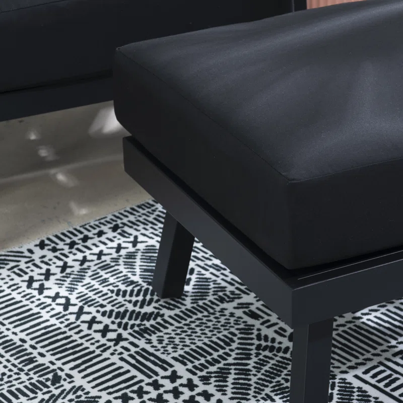 Armando Upholstered Outdoor Ottoman with Sunbrella® Cushion Black Sunbrella®,Black 5 Armando Upholstered Outdoor Ottoman with Sunbrella® Cushion Black Sunbrella®,Black