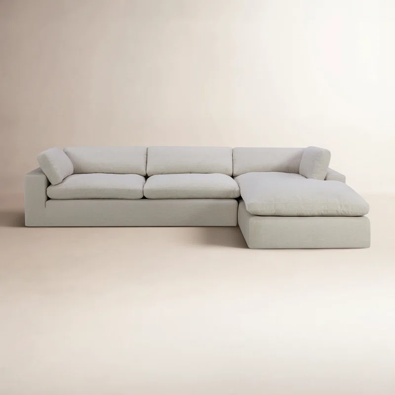 Asher 2 - Piece Upholstered Chaise Sectional Effie Linen Performance Linen,Right Hand Facing