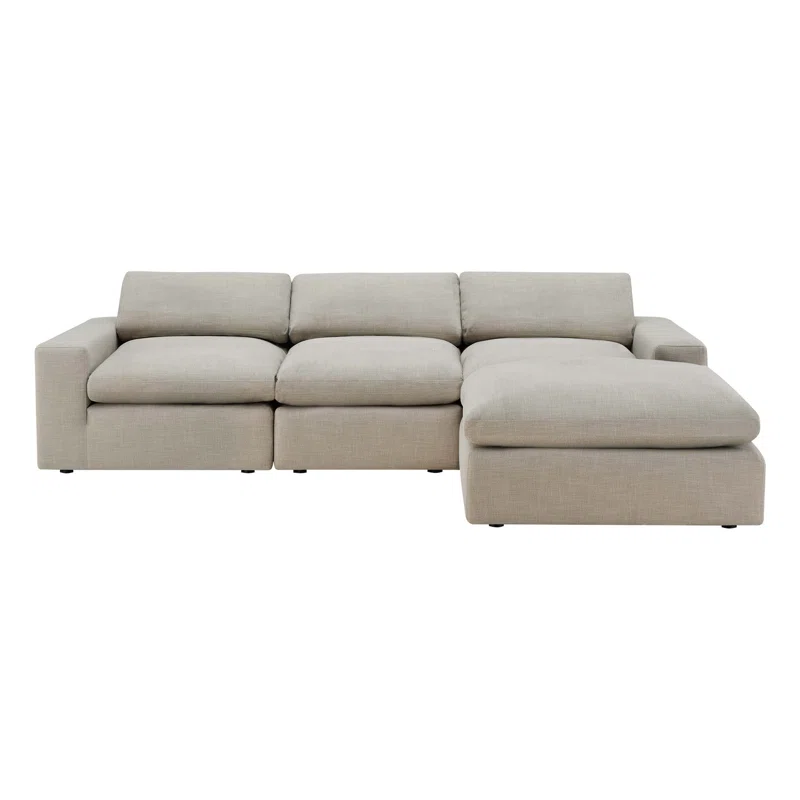 Asher 4 - Piece Upholstered Modular Sectional Effie Flax Performance Linen
