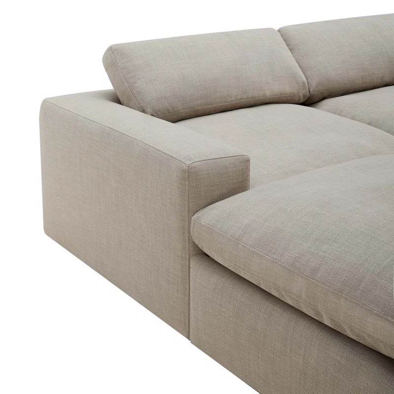 Asher 4 - Piece Upholstered Modular Sectional Effie Flax Performance Linen