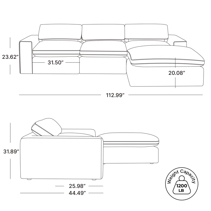 Asher 4 - Piece Upholstered Modular Sectional Effie Flax Performance Linen