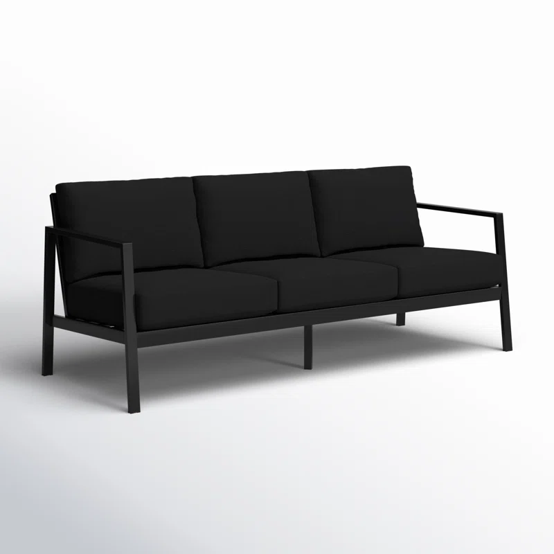 Armando 75” Aluminum Outdoor Sofa with Sunbrella Cushions Black Sunbrella®,Black