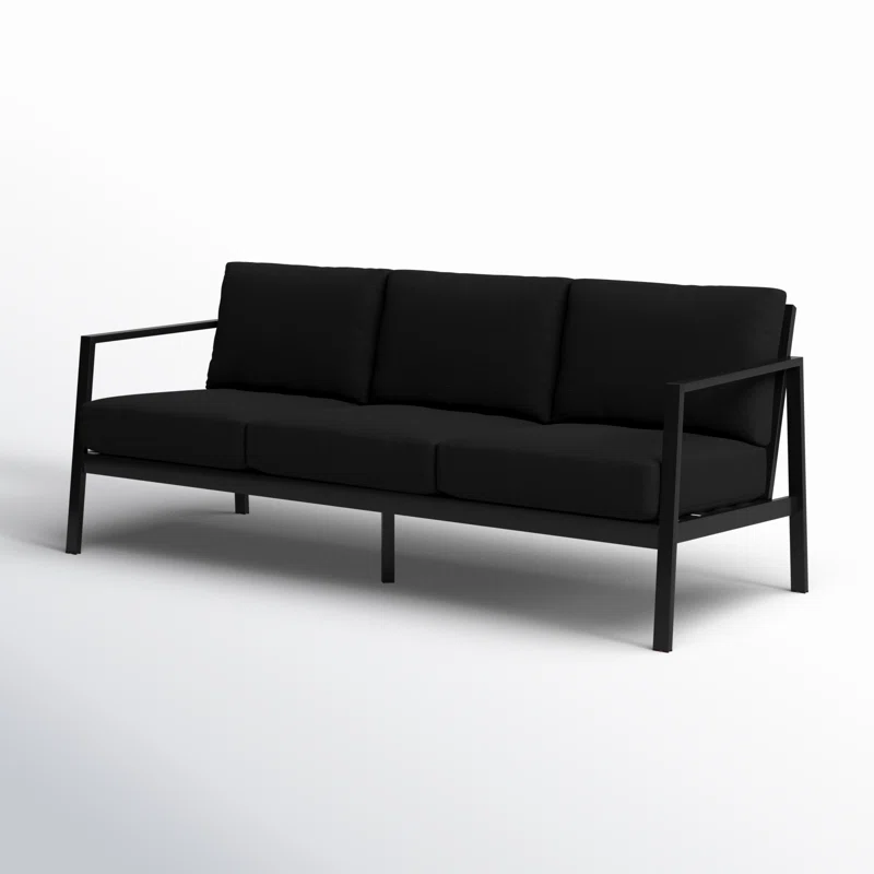 Armando 75” Aluminum Outdoor Sofa with Sunbrella Cushions Black Sunbrella®,Black
