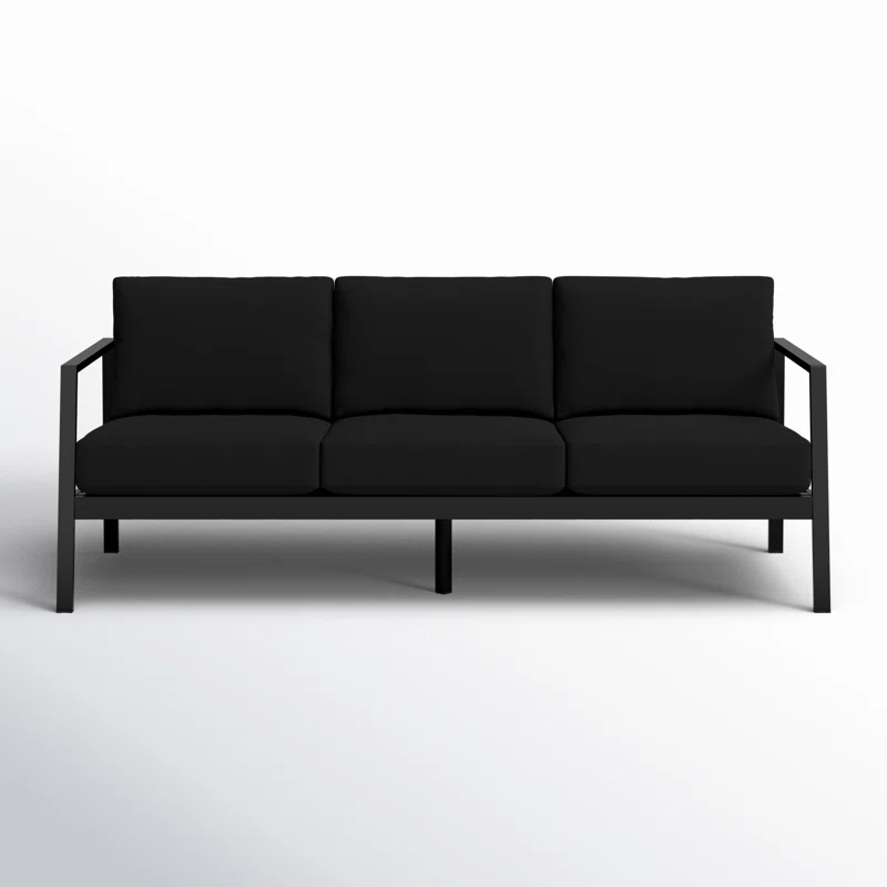 Armando 75” Aluminum Outdoor Sofa with Sunbrella Cushions Black Sunbrella®,Black