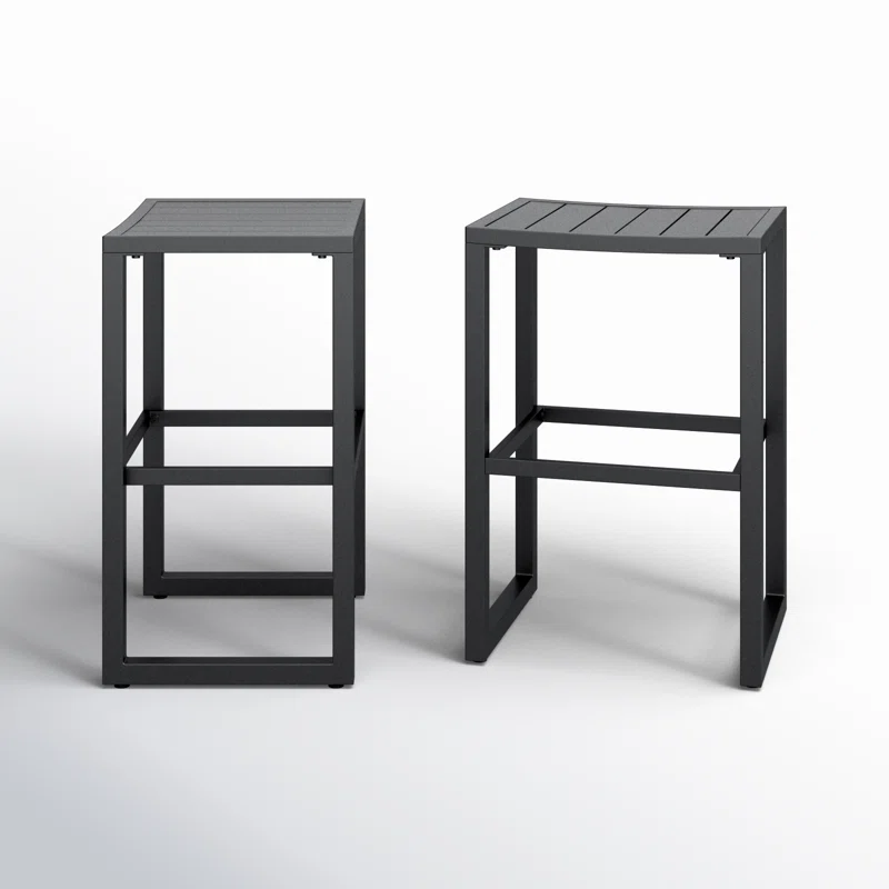 Armando 30" Aluminum Patio Bar Stool (Set of 2) Black