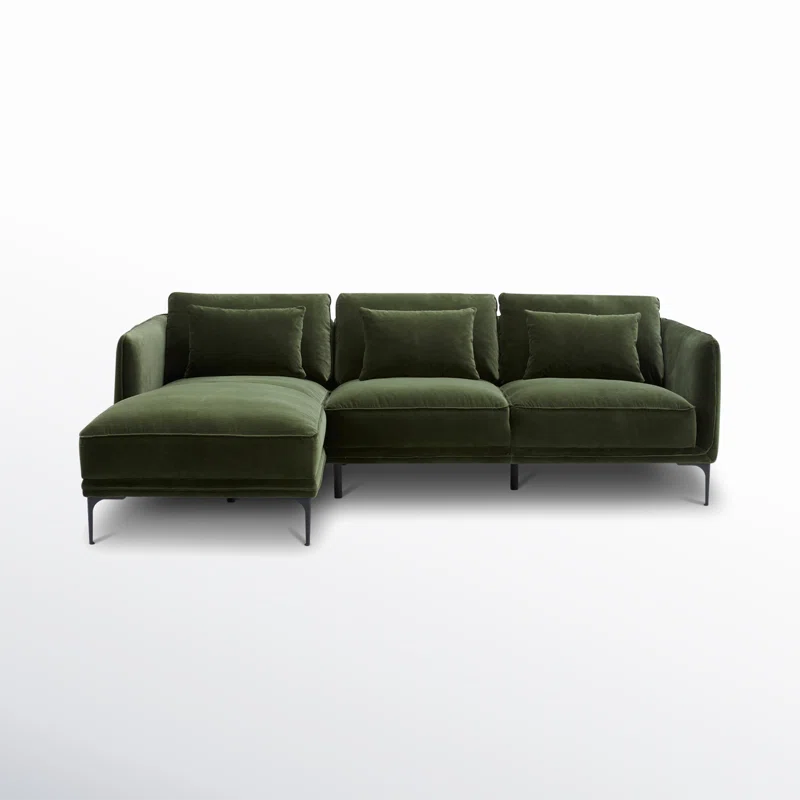 Rae 2 - Piece Upholstered Chaise L-Sectional Green Cotton Blend,Left Hand Facing