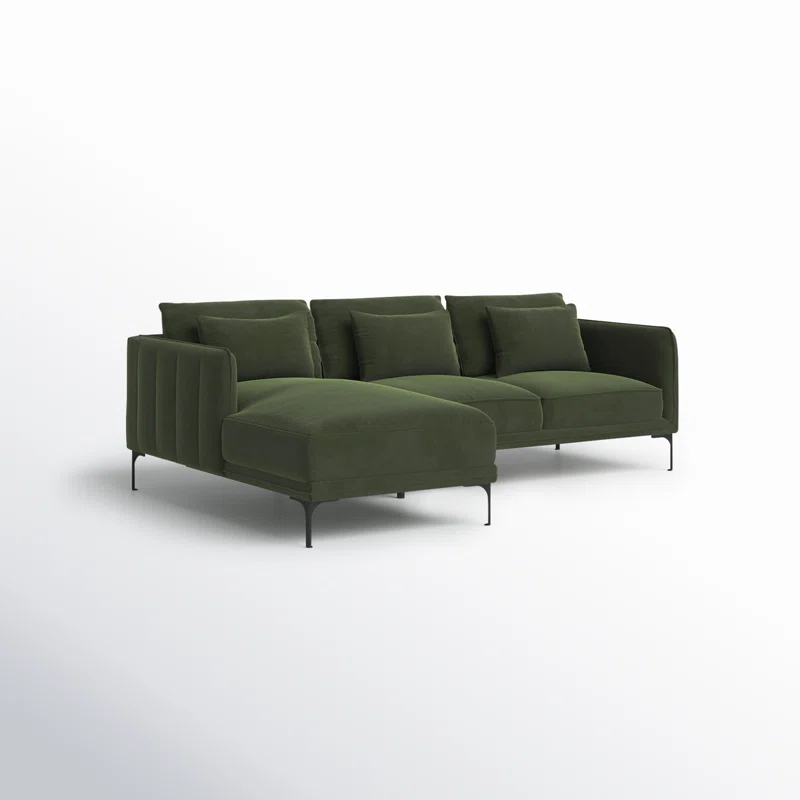 Rae 2 - Piece Upholstered Chaise L-Sectional Green Cotton Blend,Left Hand Facing