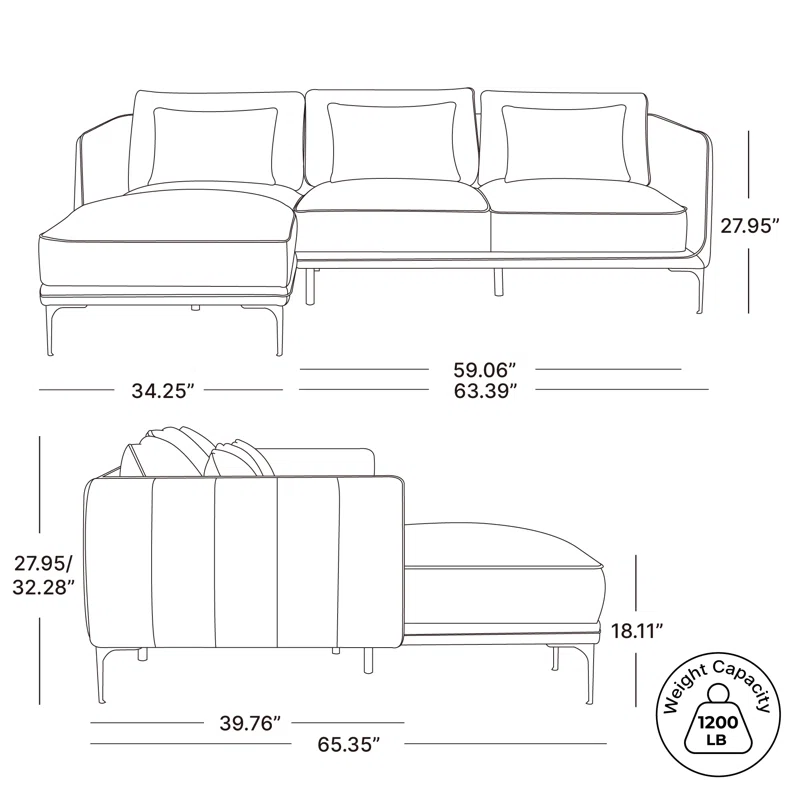 Rae 2 - Piece Upholstered Chaise L-Sectional Green Cotton Blend,Left Hand Facing