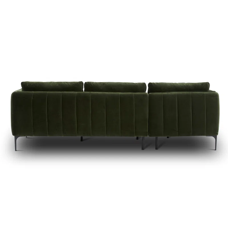 Rae 2 - Piece Upholstered Chaise L-Sectional Green Cotton Blend,Left Hand Facing