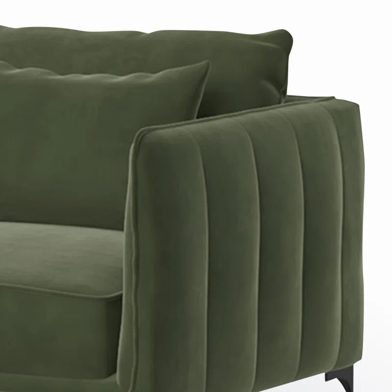 Rae 2 - Piece Upholstered Chaise L-Sectional Green Cotton Blend,Left Hand Facing