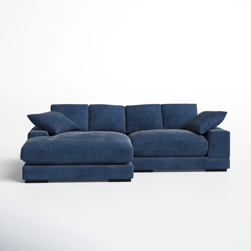 Lonsdale Chaise Sectional Blue Corduroy