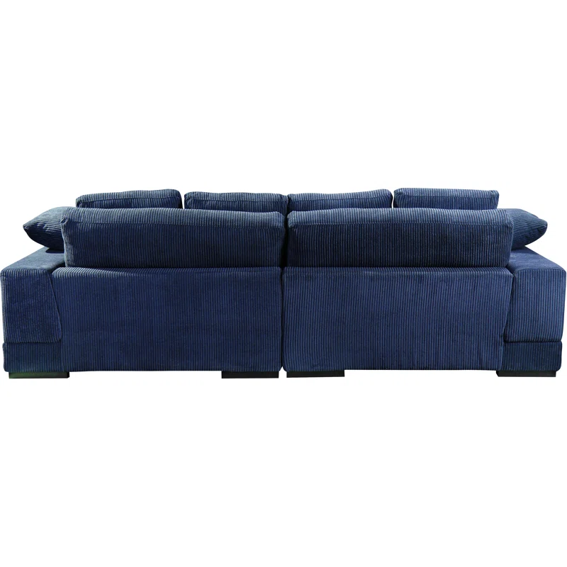 Lonsdale Chaise Sectional Blue Corduroy