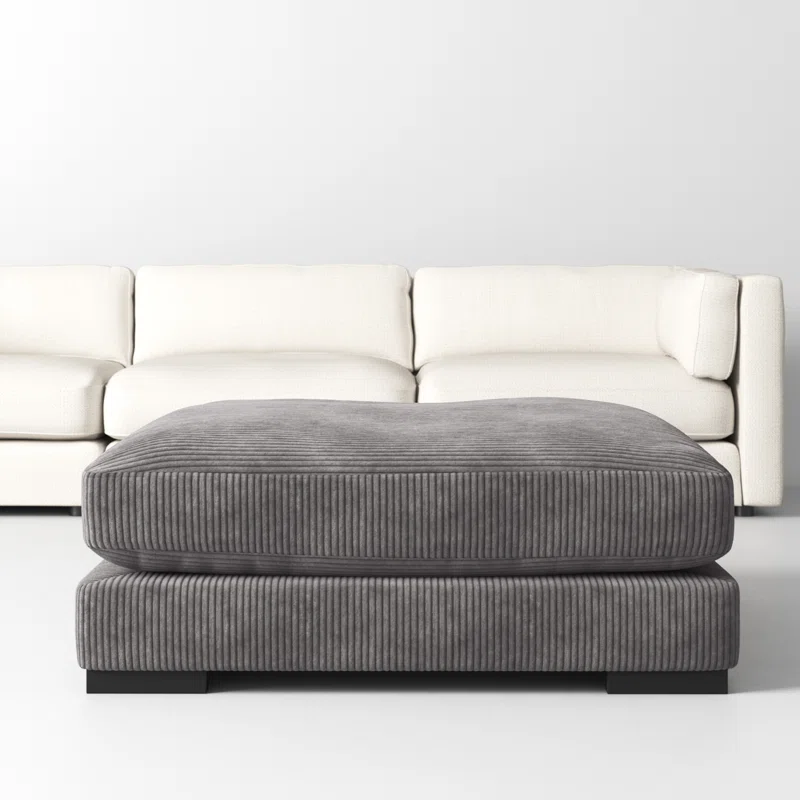 Lonsdale Upholstered Ottoman Gray Corduroy