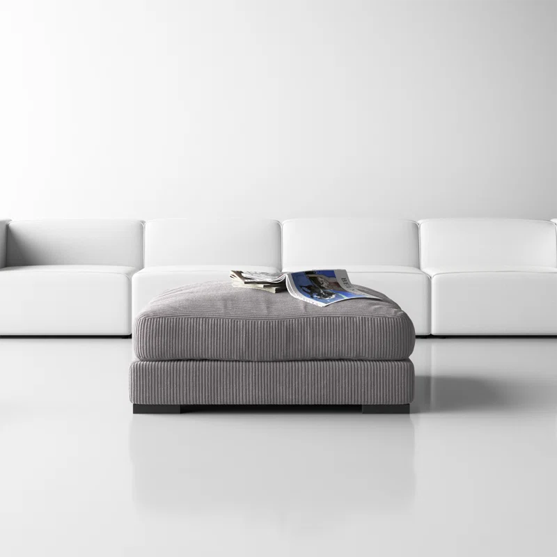 Lonsdale Upholstered Ottoman Gray Corduroy