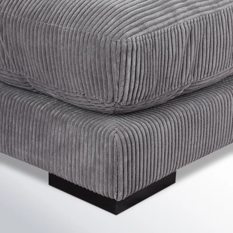Lonsdale Upholstered Ottoman Gray Corduroy