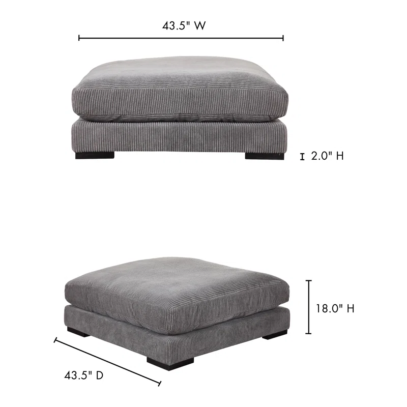 Lonsdale Upholstered Ottoman Gray Corduroy