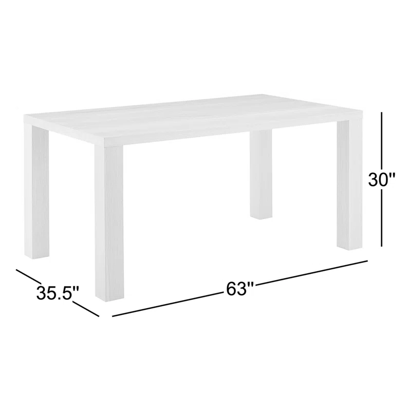 Carson 63" Dining Table White,30" H x 63" L x 35.5" W