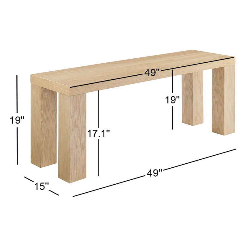 Carson Bench Oak,19" H x 49" W x 15" D