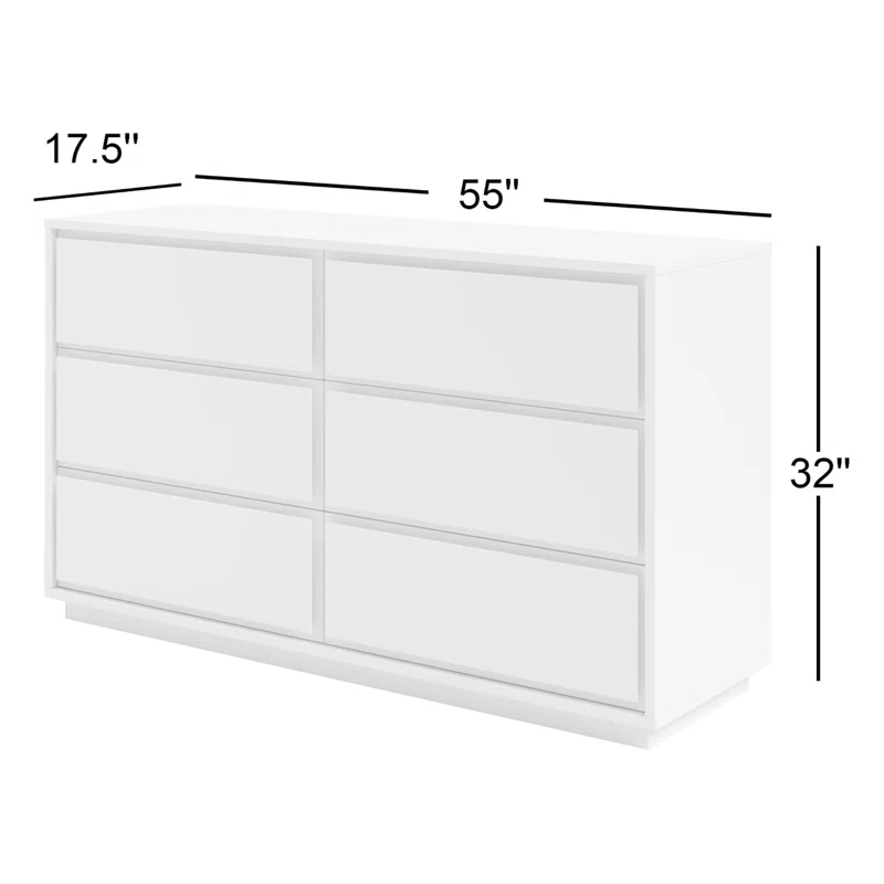 Carson Fully Assembled 6-Drawer Sideboard White