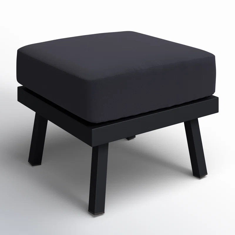 Armando Upholstered Outdoor Ottoman with Sunbrella® Cushion Black Sunbrella®,Black