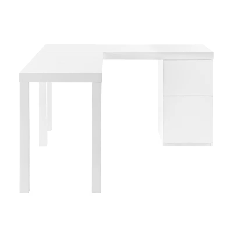 Carson L-Shaped Writing Desk High Gloss White