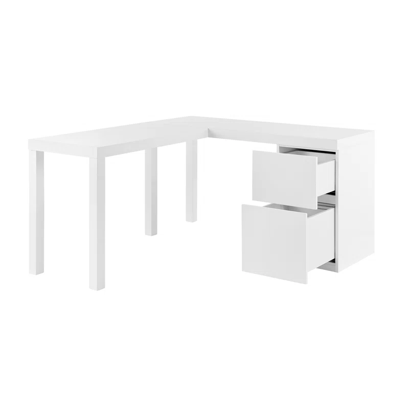 Carson L-Shaped Writing Desk High Gloss White 4 Carson L-Shaped Writing Desk High Gloss White