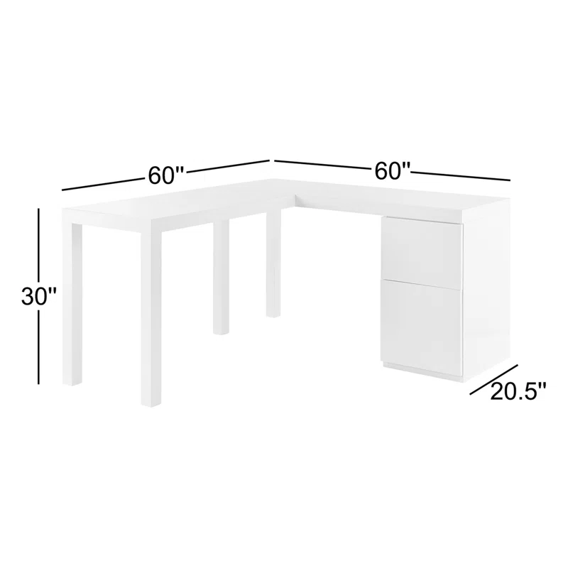 Carson L-Shaped Writing Desk High Gloss White 5 Carson L-Shaped Writing Desk High Gloss White