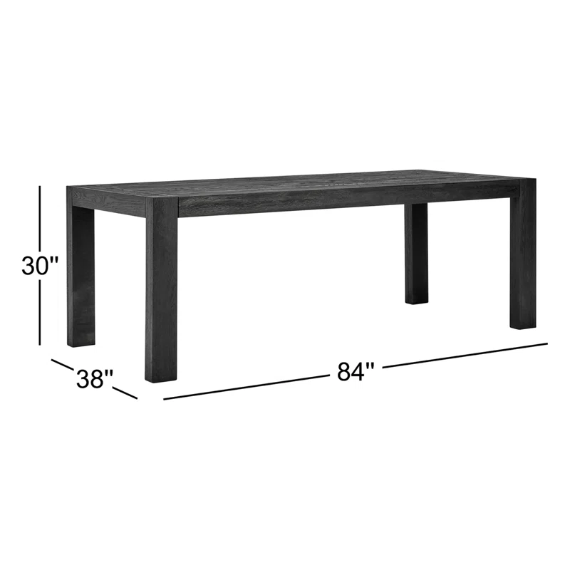 Block 84" Solid Wood Dining Table Black