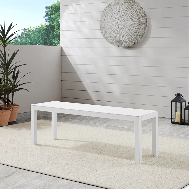 Armando Aluminum Dining Bench White