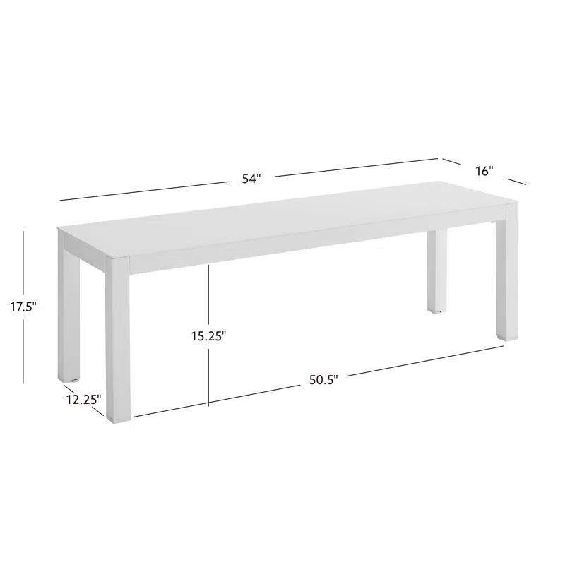 Armando Aluminum Dining Bench White