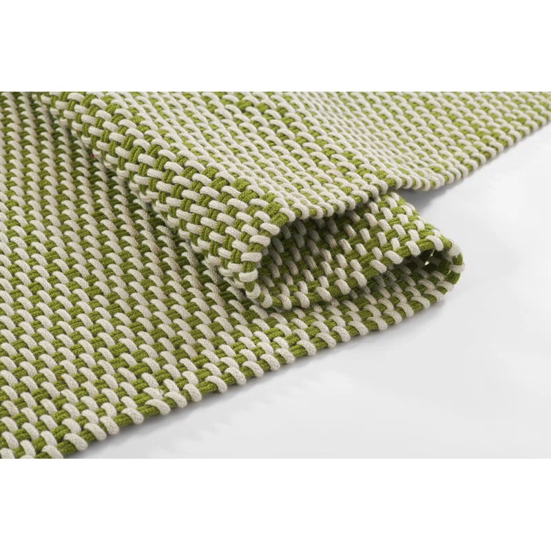 Marseille Hand Woven Geometric Green Indoor Outdoor Rug Rectangle 8' x 10'