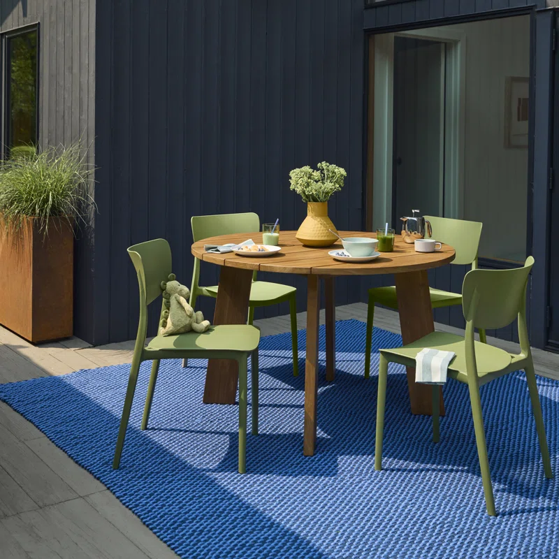 Marseille Hand Woven Geometric Blue Indoor Outdoor Rug Rectangle 8' x 10'