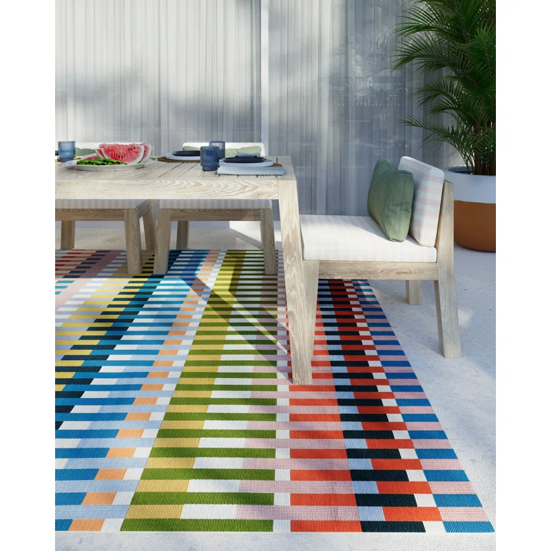 Icon Striped Indoor Outdoor Multi Rug Rectangle 7'10" x 10'