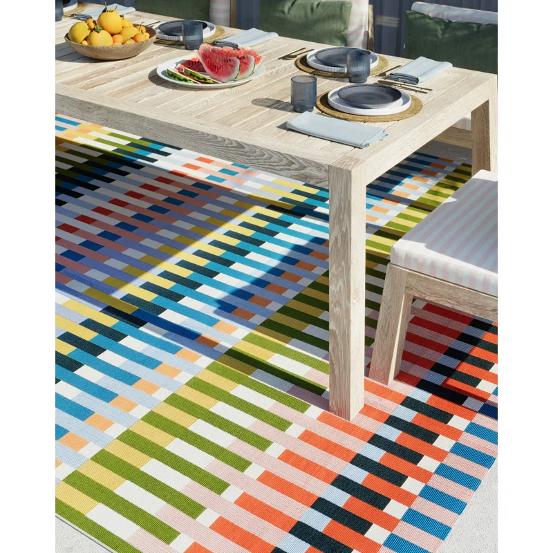 Icon Striped Indoor Outdoor Multi Rug Rectangle 7'10" x 10'