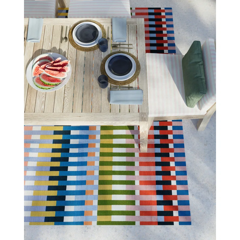 Icon Striped Indoor Outdoor Multi Rug Rectangle 7'10" x 10'