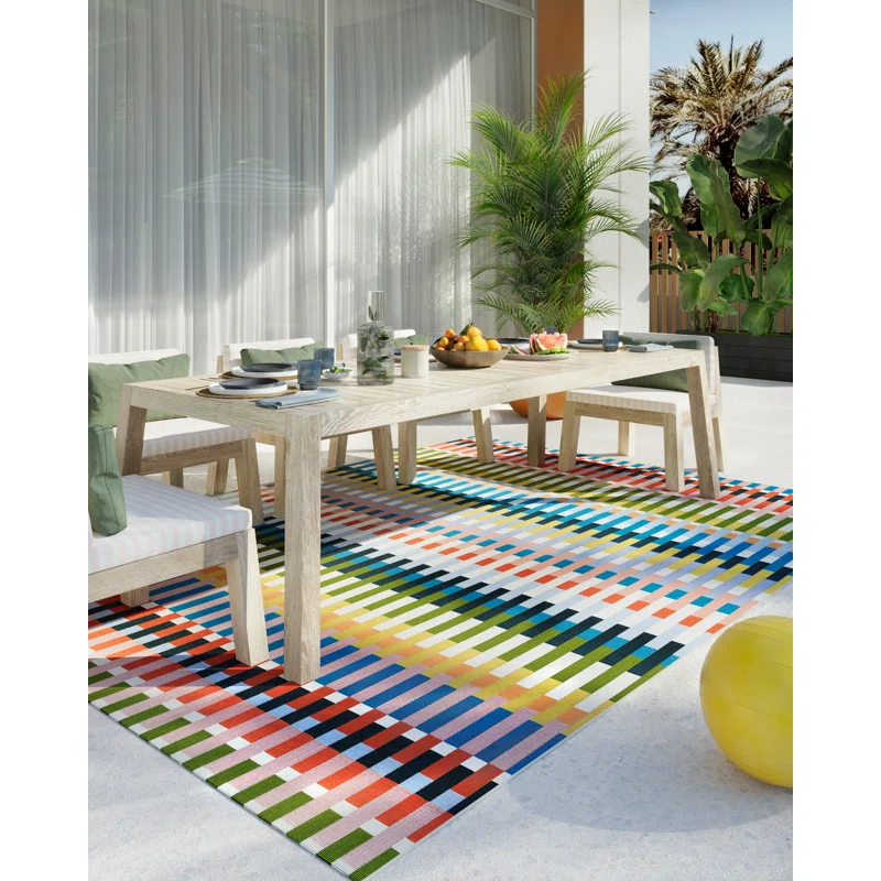 Icon Striped Indoor Outdoor Multi Rug Rectangle 7'10" x 10'