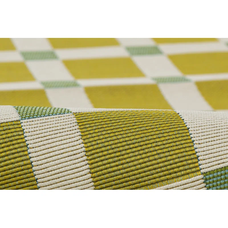 Icon Geometric Indoor Outdoor Green Rug Rectangle 5'3" x 7'6"